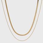 14k Gold Plated Duo Herringbone Chain Necklace - A New Day