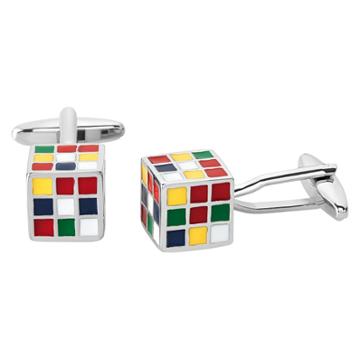 West Coast Jewelry Men's Rubik's Cube Cuff Links - Black/silver,