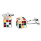 West Coast Jewelry Men's Rubik's Cube Cuff Links - Black/silver,