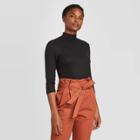 Women's 3/4 Sleeve Mock Turtleneck T-shirt - Prologue Black