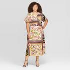 Women's Plus Size Floral Print Short Sleeve V-neck Wrap Dress With Belt - Who What Wear