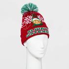 Ugly Stuff Holiday Supply Co. Women's Always Watching Elf Fairisle Pom Beanie - Green - One Size, Women's, Red