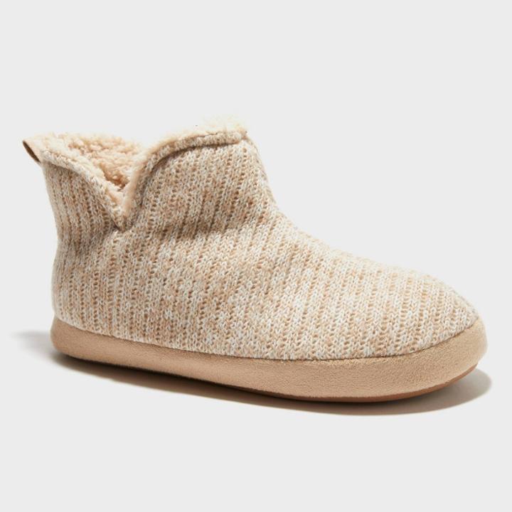 Women's Dluxe By Dearfoams Knit Bootie Slippers - Oatmeal