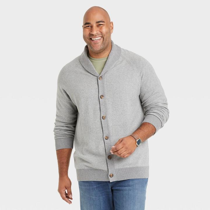 Men's Tall Regular Fit Collared Cardigan - Goodfellow & Co Masonry Gray