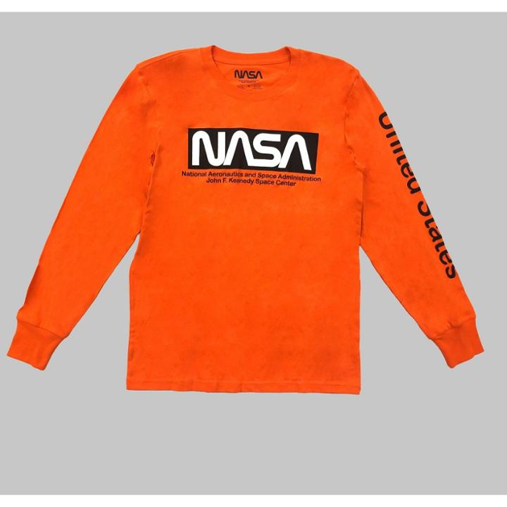 Men's Nasa Long Sleeve Graphic T-shirt - Orange S, Men's,