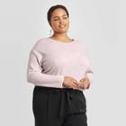 Women's Plus Size Long Sleeve Round Neck Henley Shirt - A New Day Purple X, Women's
