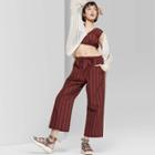 Women's Striped Pull On Beach Wide Leg Pants - Wild Fable Burgundy/brown
