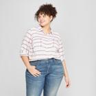 Women's Plus Size Plaid Button-down Long Sleeve Shirt - Universal Thread Purple