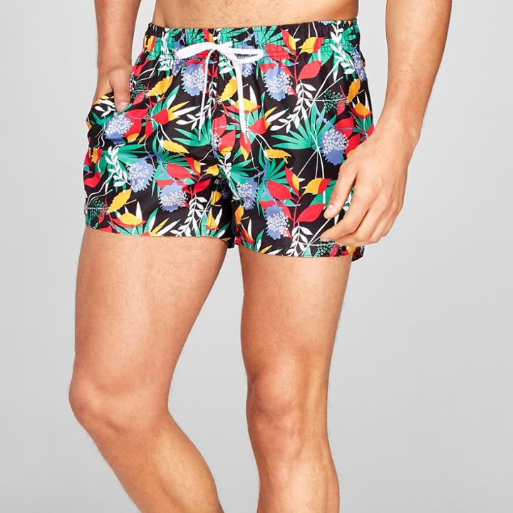 Men's Floral Evolve By 2(x)ist Woven Swim Shorts Tropical Print - Black