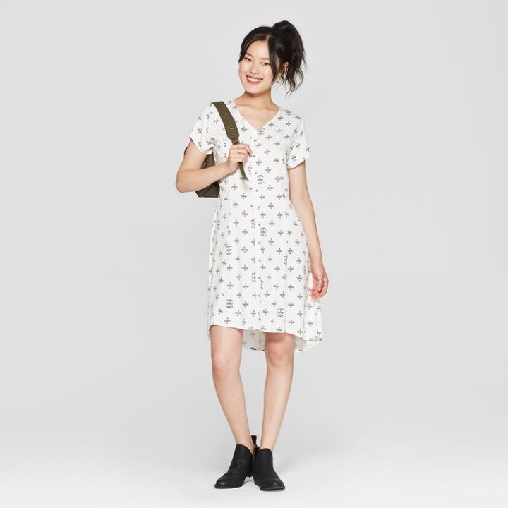 Petitejunk Food Women's Blondie Short Sleeve Empire Tie Waist Dress - White