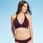 Women's Faux Wrap Halter Bikini Top - Kona Sol Royal Burgundy D/dd Cup, Royal Red