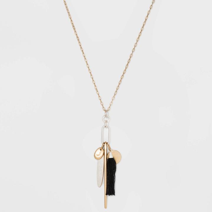 Paddle & Tassel Cluster Pendant Necklace - Universal Thread , Women's,