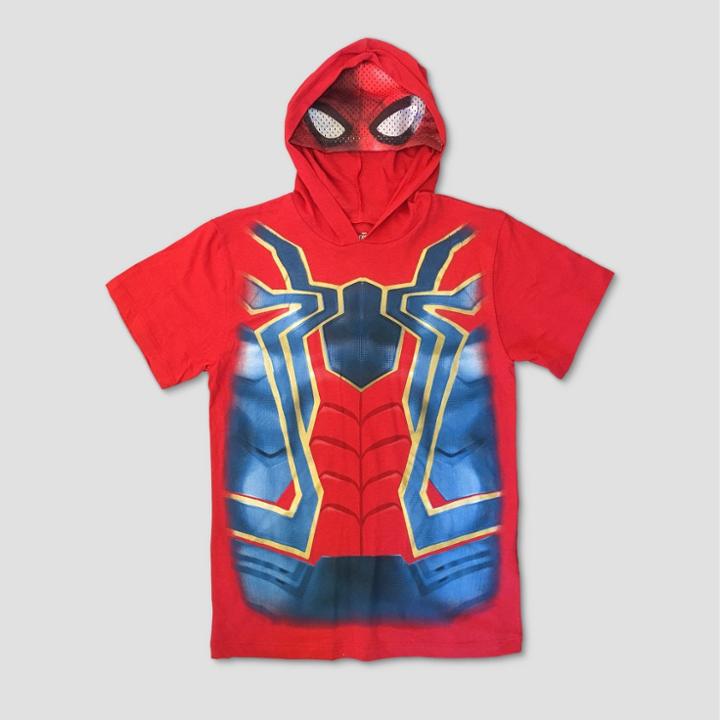 Marvel Boys' Spider-man Short Sleeve Hooded T-shirt - Red
