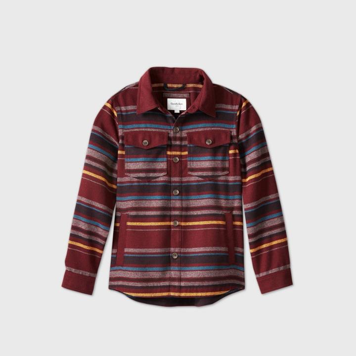 Men's Striped Shirt Jacket - Goodfellow & Co