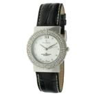 Target Peugeot Women's Crystal Accented Leather Watch - Black &