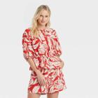 Women's Balloon Elbow Sleeve Popover Blouse - Who What Wear Red Floral