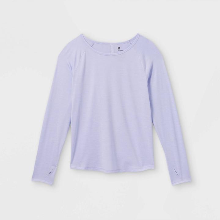 Girls' Long Sleeve Studio T-shirt - All In Motion Periwinkle