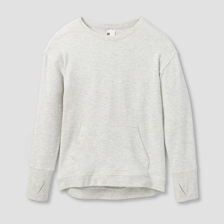 Girls' Cozy Lightweight Fleece Crewneck Sweatshirt - All In Motion Heathered Gray