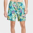 Men's 7 Leafy Tropical Print Swim Shorts - Goodfellow & Co Green