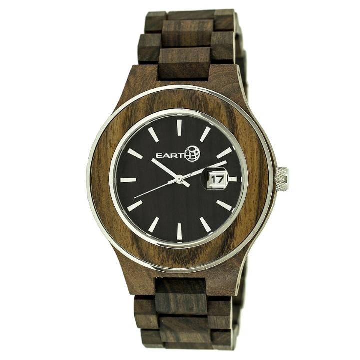 Earth Wood Goods Earth Wood Men's Eco - Friendly Sustainable Wood Bracelet Watch - Dark Brown, Dark Oak