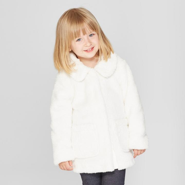 Toddler Girls' Faux Fur Jacket - Cat & Jack White