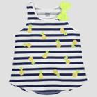 Gerber Graduates Toddler Girls' Pineapple Stripe Top - Navy/yellow 24m, Girl's, Blue