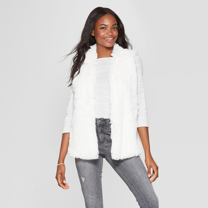 Women's Faux Fur Vest - Xhilaration Cream (ivory)