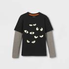Boys' 'glow In The Dark Eyes' Graphic Long Sleeve T-shirt - Cat & Jack Black