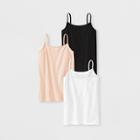 Girls' 3pk Cami - Cat & Jack Black/tan/white M, Girl's, Size: