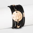 Simulated Leather And Disc Magnetic Bracelet - Universal Thread Black