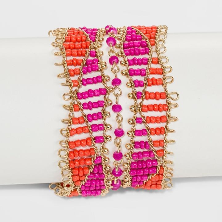 Target Beaded Seedbead Bracelet - A New Day Gold/pink/orange,
