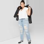 Women's Plus Size Short Sleeve V-neck Boxy T-shirt - Wild Fable White