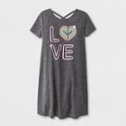 Grayson Social Girls' 'love' Cross Back T-shirt Dress - Charcoal Gray