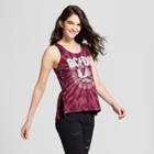Women's Ac/dc Tie-dye Lace-up Side Graphic Tank Top (juniors') Burgundy