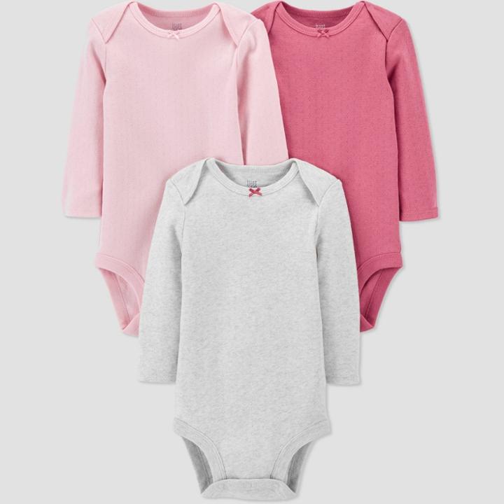 Baby Girls' 3pk Solid Bodysuit - Just One You Made By Carter's Pink/gray