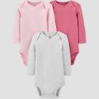 Baby Girls' 3pk Solid Bodysuit - Just One You Made By Carter's Pink/gray