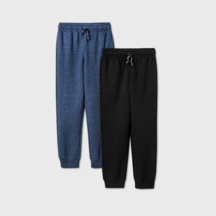 Boys' 2pk Fleece Jogger Sweatpants - Cat & Jack Black/navy