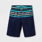 Boys' Striped Colorblock Pull-on Swim Trunks - Cat & Jack Green
