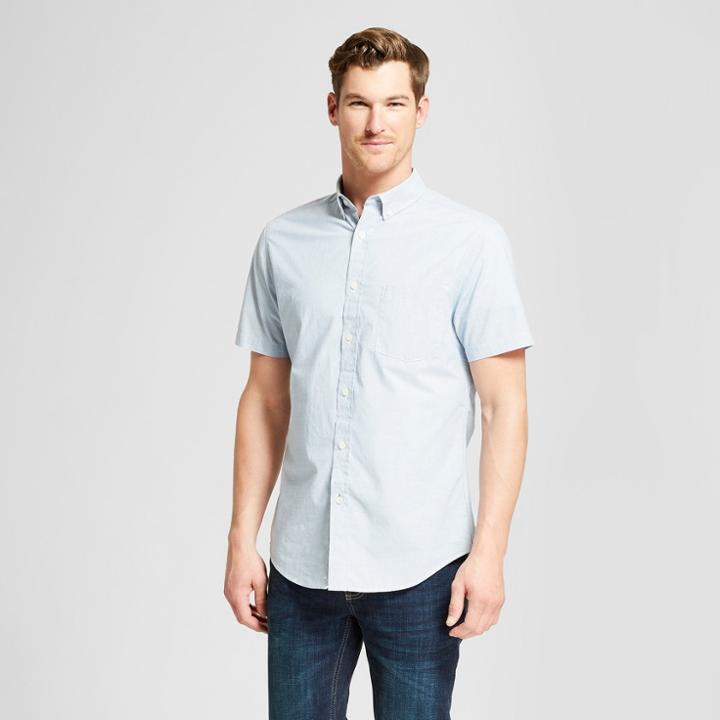 Men's Short Sleeve Button-down Shirt - Goodfellow & Co School Blue