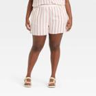 Women's Plus Size Striped High-rise Pull-on Shorts - Universal Thread Cream
