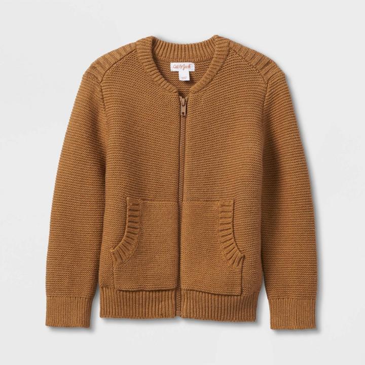 Toddler Boys' Sweater Knit Zip-up Bomber Jacket - Cat & Jack Gold