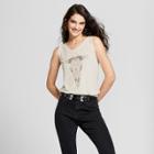 Women's Drapey Tie-back Cow Skull Graphic Tank Top - Fifth Sun (juniors') Ivory Xl, Size: