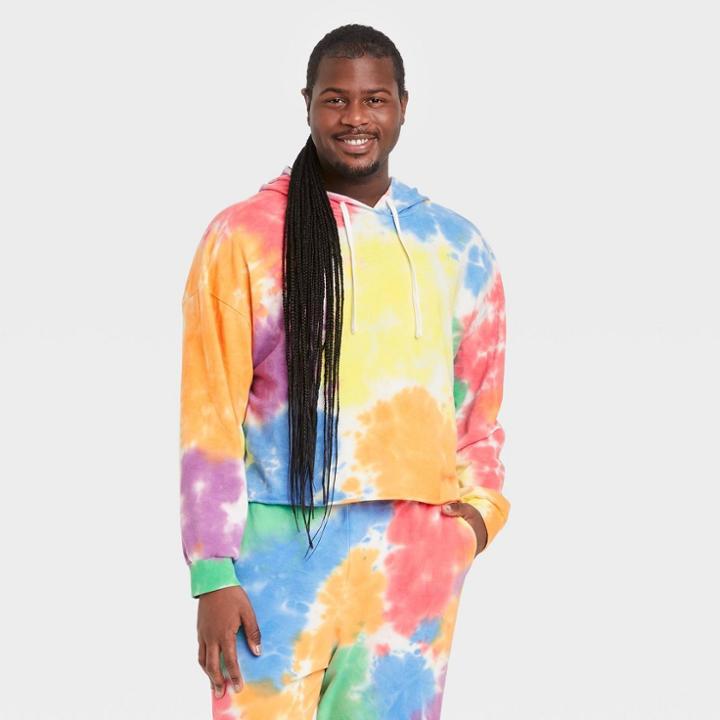 Ev Lgbt Pride Pride Gender Inclusive Adult Extended Size Rainbow Cropped Hoodie