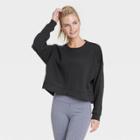 Women's Cotton Fleece Crewneck Cropped Sweatshirt - All In Motion Black