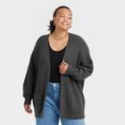 Women's Plus Size Open Cardigan - A New Day Charcoal Gray