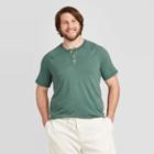 Men's Tall Standard Fit Short Sleeve Henley Shirt - Goodfellow & Co Dark Green