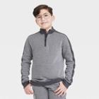 Boys' Ribbed Quarter Zip Sweatshirt - Cat & Jack Heather Gray