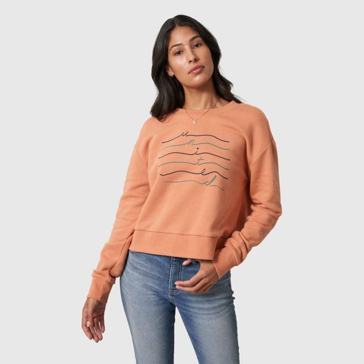 United By Blue Women's Organic Wave Graphic Pullover Sweatshirt - Peach