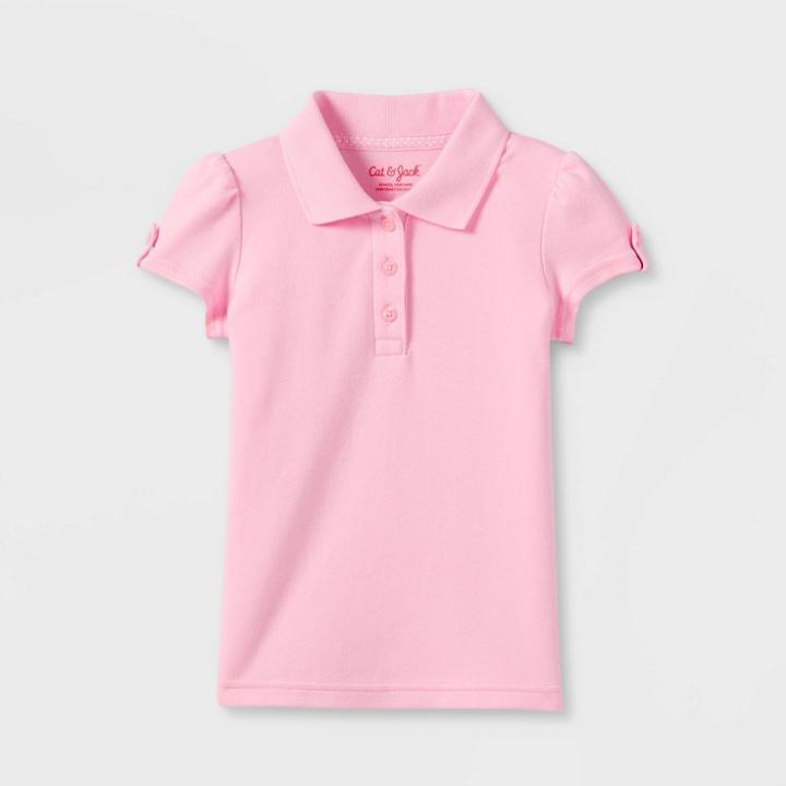 Toddler Girls' Short Sleeve Interlock Uniform Polo Shirt - Cat & Jack Rose