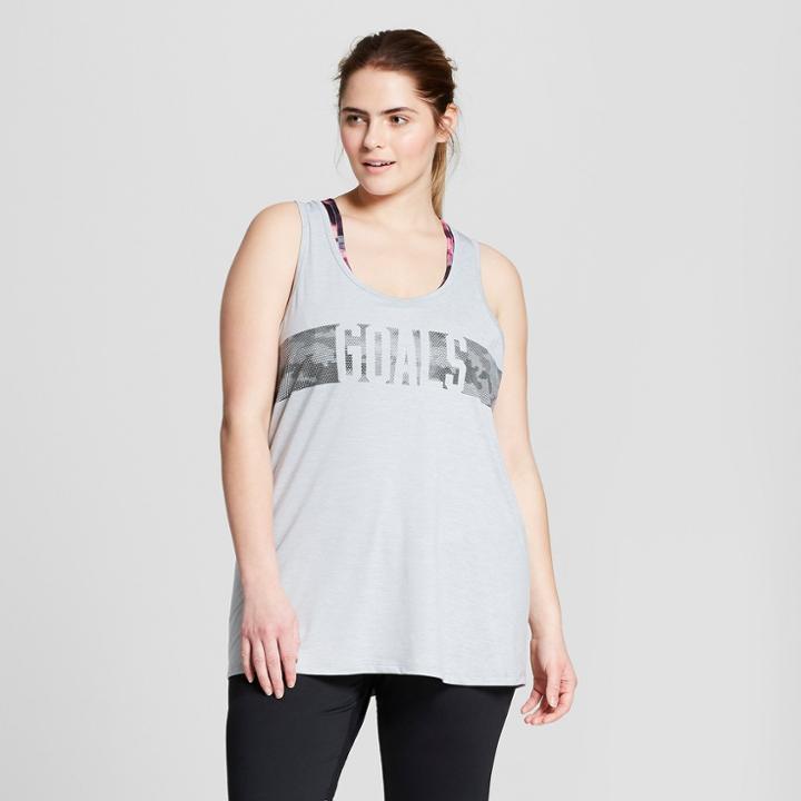 Women's Plus-size Graphic Tank Top - C9 Champion Light Heather Gray 3x, Heather Black